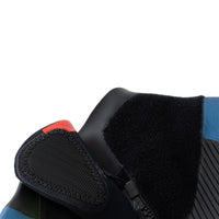 Close-up of the Velcro collar fastening on the Venom long-sleeve wetsuit, showing the black hook-and-loop detail.