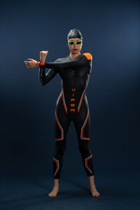 Front view of Rocket Science Sports Viper women’s wetsuit showing full-length performance fit and mobility stretch