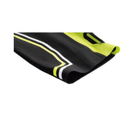 Close-up of Rocket Science Sports VENOM swimskin leg opening showing smooth bonded cuff and high-visibility detailing