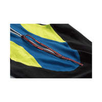 Close-up of Rocket Science Sports VENOM swimskin rear zipper pull with ‘Race With Attitude’ branding